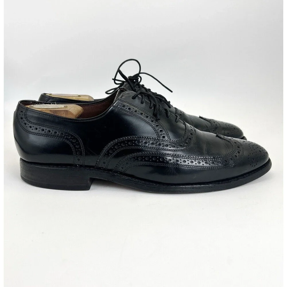 Allen Edmonds Lloyd Dress Shoes Mens 8.5 D Black Leather Wing Tip Oxford Brogue